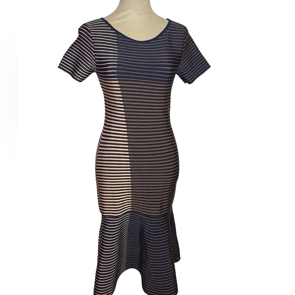 Thais Rodrigues Knit Dress Striped Navy and Cream